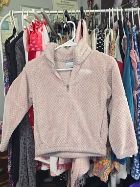 Small (7-8) Columbia Light Pink Plush Half-Zip Kids Fleece Pullover